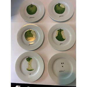 Set of 6 Porcelaine deSologne Limoges Porcelain Pomme Apple Desert Plates France